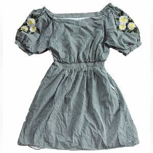 Vero Moda Black Striped Dress with Floral Accents